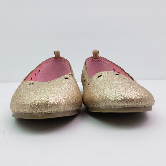 Carters Ellaria Girls Size 13 Gold Glitter Slip On Casual Ballet Flats Shoes - Picture 6 of 8